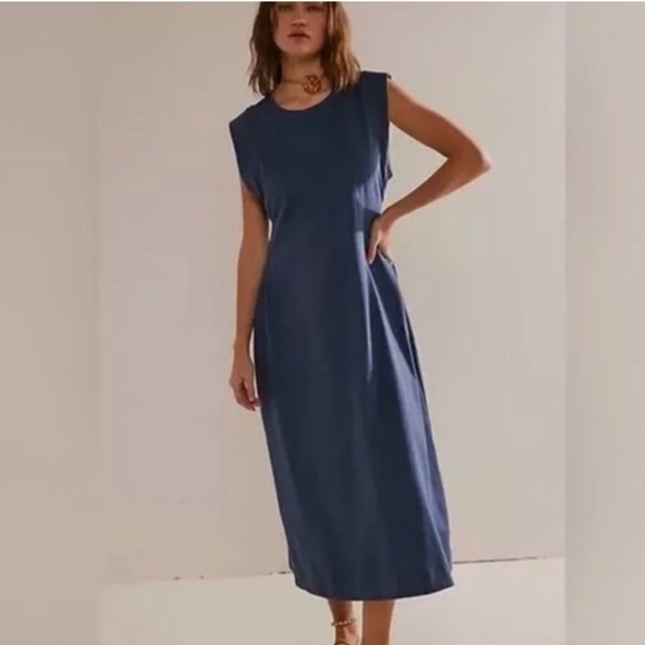 Free people Simone open back black midi dress nwt Xs - Picture 3 of 4